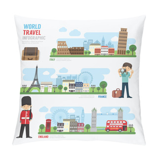 Personality  Travel And Europe Landmark  Infographic. Pillow Covers