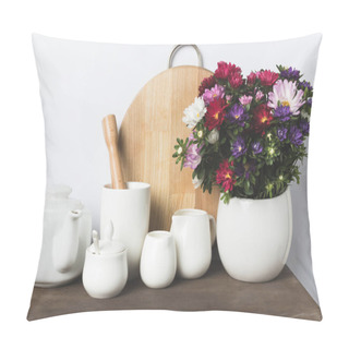 Personality  Kitchen Utensils And Flowers Pillow Covers
