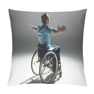 Personality  Disabled Man Posing With Arms Outstreched Pillow Covers