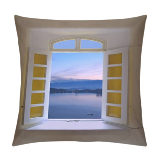 Personality  Window View Of Dawn At The Sun Moon Lake Pillow Covers