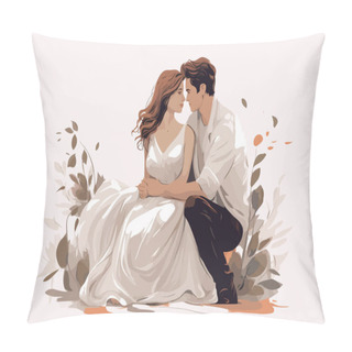 Personality  Romantic Couple Isolated Vector Style Illustration Pillow Covers