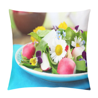 Personality  Light Organic Salad With Flowers, Close Up Pillow Covers
