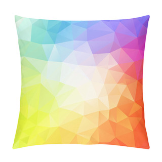 Personality  Vector Abstract Irregular Polygon Background With A Triangle Pattern In Light Pastel Full Color Spectrum With Reflection In The Middle Pillow Covers
