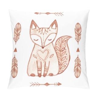Personality  Vector Watercolor Illustration With Tribal Ornaments And Objects Pillow Covers