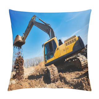 Personality  Excavator Loader Machine At Construction Site Pillow Covers