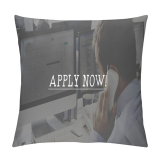Personality  Businessman Working On Computer With Apply Now Pillow Covers