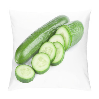 Personality  Cucumber And Slices Isolated Over White Background Pillow Covers