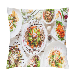 Personality  Top View Food Restaurant Banquet Dinner Buffet Pillow Covers