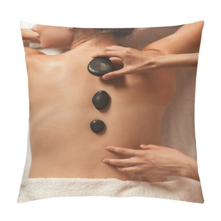 Personality  Top View Of A Woman Having Hot Stone Massage In Spa Pillow Covers