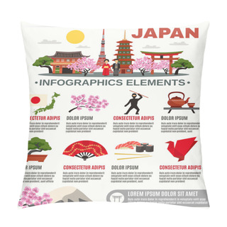 Personality  Traditional Japan Culture  Flat  Infographic Poster Pillow Covers