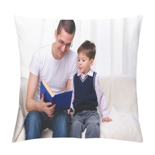 Personality  Father And Son Reading A Book Pillow Covers