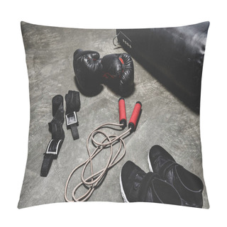 Personality  Various Boxing Equipment Lying On Concrete Surface Pillow Covers