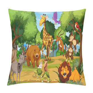Personality  Wild Animals In The Jungle Illustration Pillow Covers