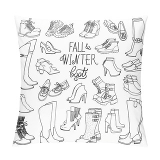 Personality  Fashion Collection Of Winter Boots And Shoes Pillow Covers
