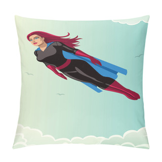 Personality  Super Heroine Flying Sky Pillow Covers