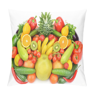 Personality  Fruits And Vegetables Isolated On White Background Pillow Covers