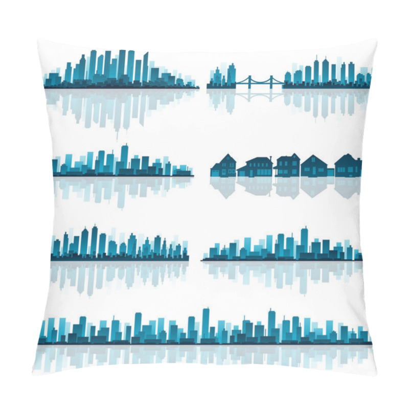 Personality  Set Of Detailed Cities Silhouette Pillow Covers