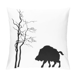 Personality  Silhouette Wild Boar On White Background Pillow Covers