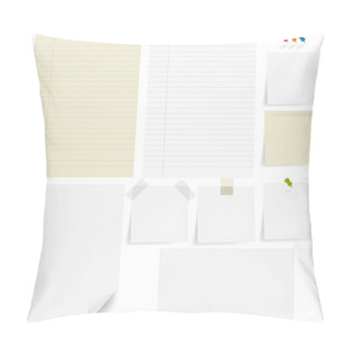 Personality  Set Paper And Sticky, Pushpin, White Background Pillow Covers