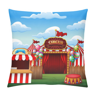 Personality  Ticket Booth On The Entrance Of A Cartoon Circus With Tents Pillow Covers