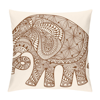 Personality  Vector Henna Mehndi Decorated Indian Elephant Pillow Covers