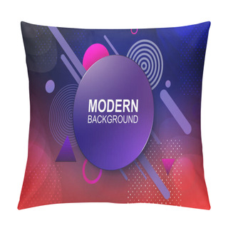 Personality  Composition With A Gradient Of Blue And Red Shades, Abstract Oval Shapes, Stripes And A Round Blue Frame Pillow Covers