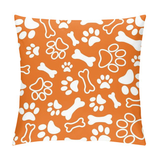 Personality  Background With Dog Paw Print And Bone Pillow Covers