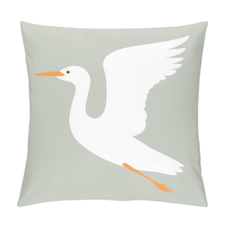 Personality  Heron  Vector Illustration  Flat Style    Profile View Pillow Covers