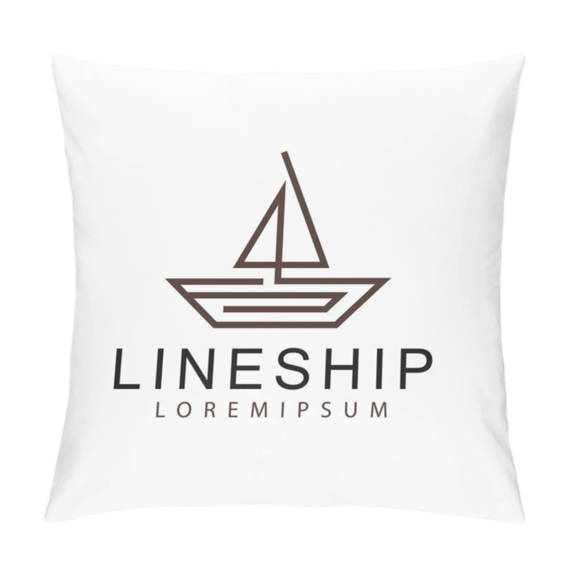 Personality  Vector Illustration Of Flat Sailing Boat Line. Vintage Modern Logo Line Art Design Template Pillow Covers