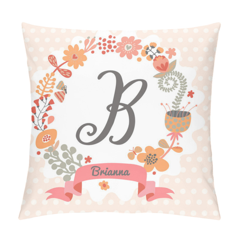 Personality  Floral Wreath With Letter B Pillow Covers