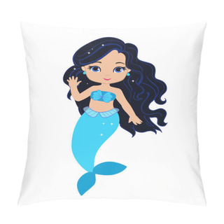 Personality  Cute Little Mermaid.Vector Illustration. Pillow Covers