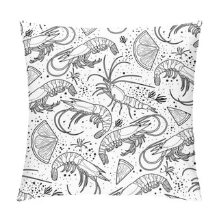 Personality  Graphic Vector Shrimps Pattern Pillow Covers