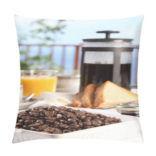Personality  Fresh Coffee At Breakfast Table Pillow Covers