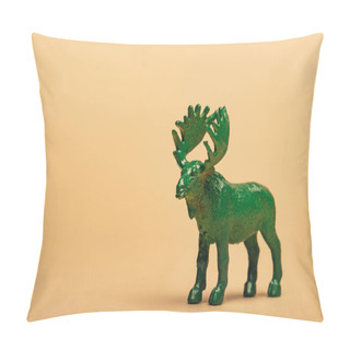 Personality  Green Toy Moose On Yellow Background, Animal Welfare Concept Pillow Covers