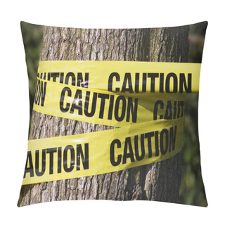 Personality  Caution Tape Wrapped Around Tree Pillow Covers
