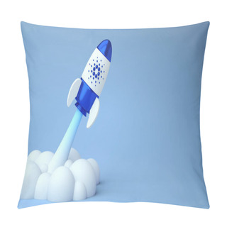 Personality  Cardano To The Moon, Bullish Altcoin ADA Cryptocurrency. Cardano Token Crypto Currency Logo In A Rocket With Copy Space Background In 3D Rendering. Blockchain Defi Concept Pillow Covers