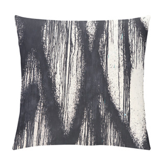Personality  White Concrete Wall With Black Paint Drips, Abstract Background Pillow Covers