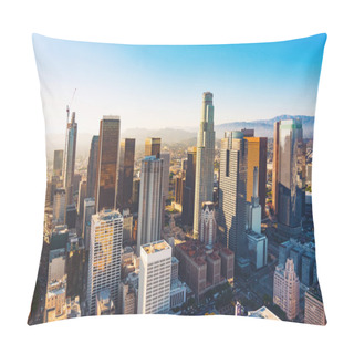 Personality  Aerial View Of A Downtown LA At Sunset Pillow Covers