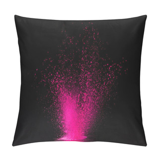 Personality  Pink Holi Powder Explosion On Black, Traditional Indian Festival Of Colours Pillow Covers