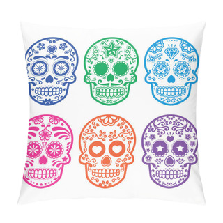 Personality  Mexican Sugar Skull, Dia De Los Muertos Icons Set Pillow Covers