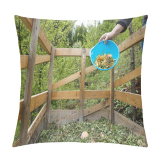 Personality  Organic Kitchen Waste Being Thrown On A Compost Pillow Covers