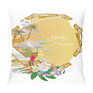 Personality  Series Of Tropical Backgrounds With Palms And Sea. Pillow Covers