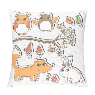 Personality  Forest Friends. Set Of Vector Hand Drawn Elements Pillow Covers