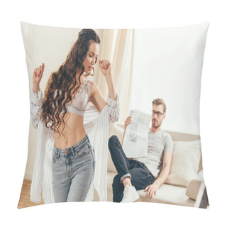 Personality  Young Woman Flirting With Boyfriend  Pillow Covers