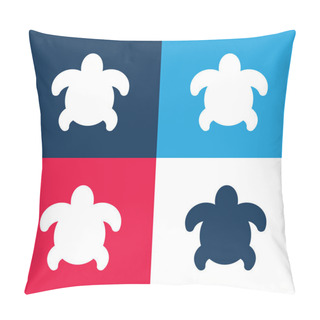 Personality  Big Turtle Blue And Red Four Color Minimal Icon Set Pillow Covers