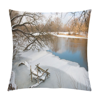 Personality  River In Winter Pillow Covers