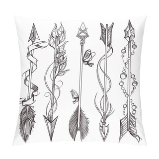 Personality  Set Of Arrows. Decorative Design Element In Boho Style. Outline Vector Illustration Isolated On White Background. Pillow Covers