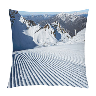 Personality  Aibga Mountain Cirque Ski Slope Prepared With A Snowcat Pillow Covers
