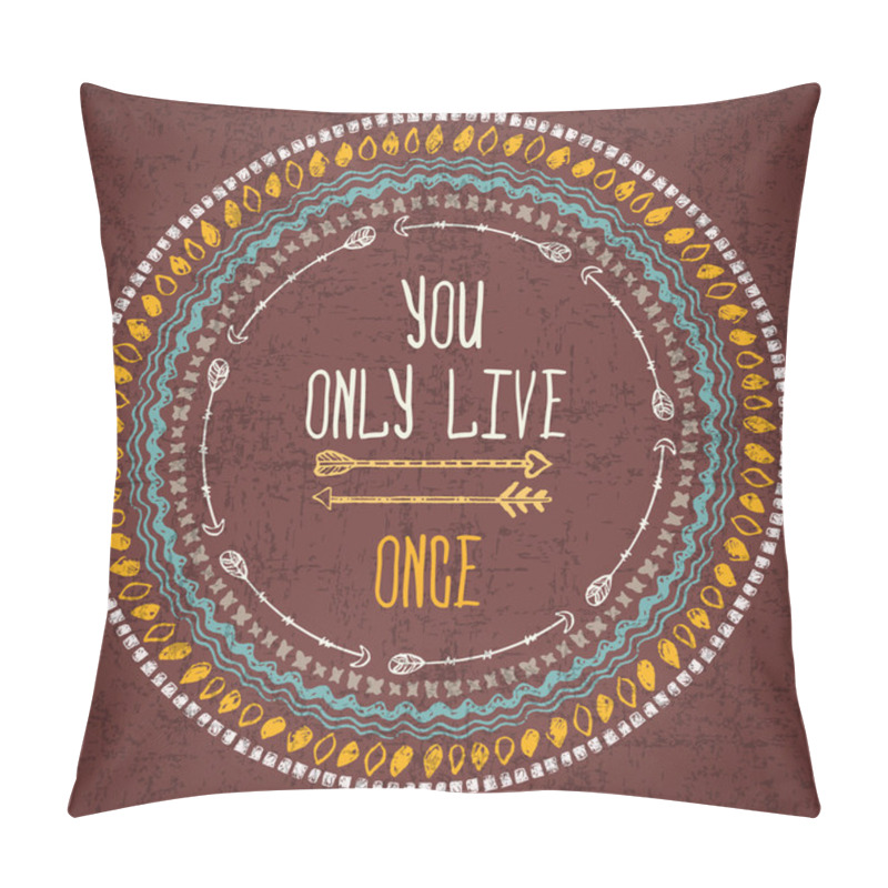 Personality  Vector abstract geometric ethnic frame with typographic text pillow covers
