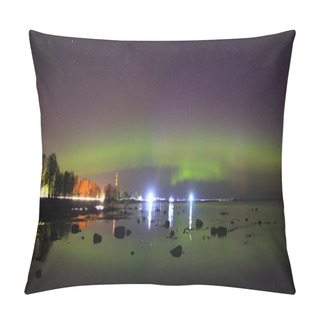 Personality  Northern Lights On Lake Ladoga In April 2016 Pillow Covers
